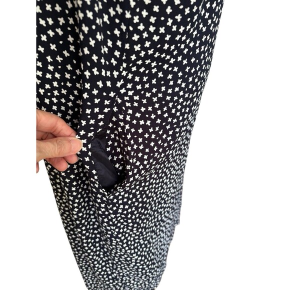 Bogner Women's Short Sleeve Button Down Dress Size 14 Navy White Print Pockets - Picture 15 of 16